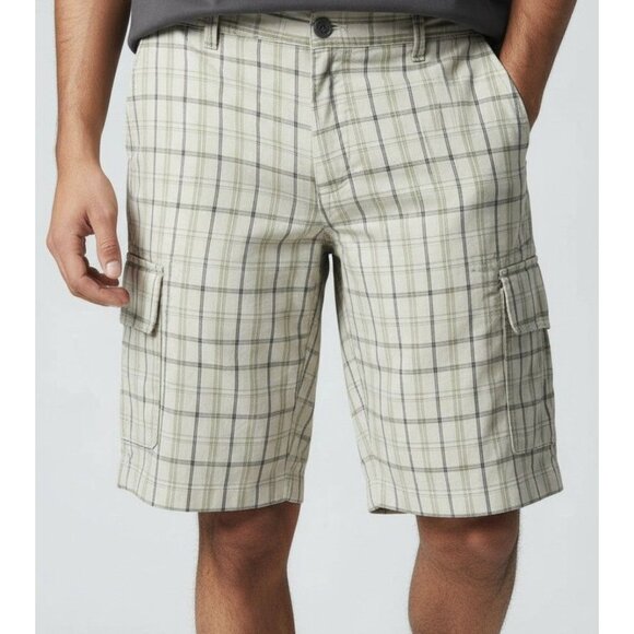 Adidas Mens Plaid Golf Shorts Size 40 Beige White - Picture 1 of 5